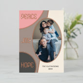 Classic Modern Seasons Greetings Roos Gold Folie Feestdagenkaart (Staand Voorkant)