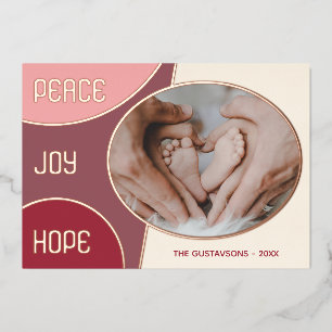 Classic Modern Seasons Greetings Roos Gold Folie Feestdagenkaart