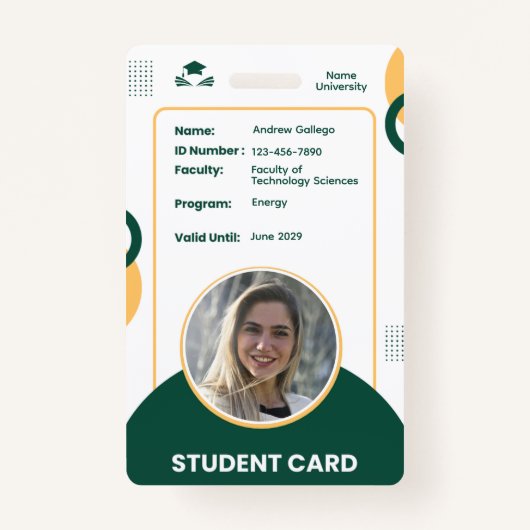 Classic Modern Simple Student ID Naam Kaart Badge (Voorkant)