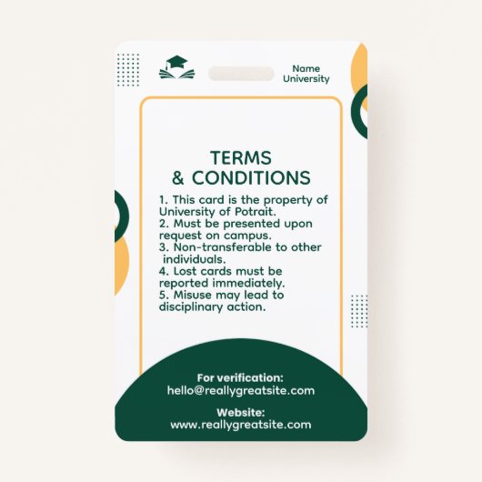 Classic Modern Simple Student ID Naam Kaart Badge (Achterkant)