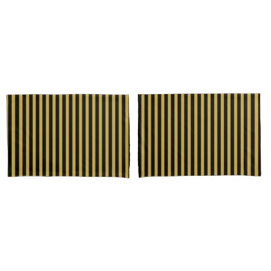 Classic Modern Striped Black and Metallic Gold Kussensloop (Voorkant-Set)