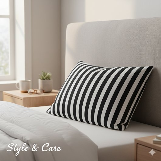 Classic Modern Striped Black and White Kussensloop