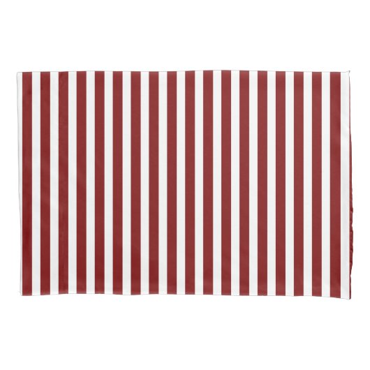 Classic Modern Striped Deep Red and White Kussensloop (Voorkant-Links)
