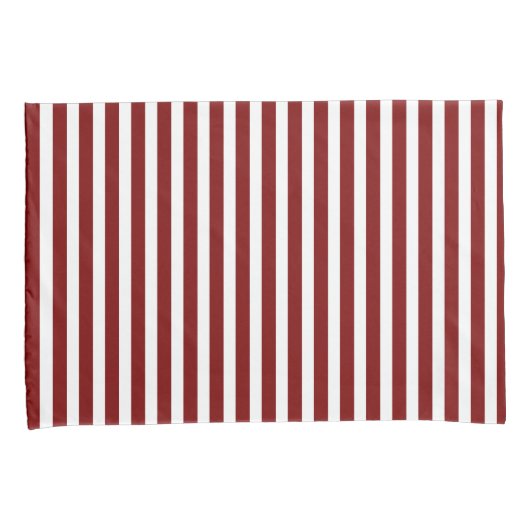Classic Modern Striped Deep Red and White Kussensloop (Voorkant-Rechts)