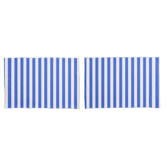 Classic Modern Striped Royal Blue and White Kussensloop (Voorkant-Set)