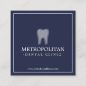 Classic Modern Tandarts Logo op Navy Blue Vierkante Visitekaartje (Voorkant)