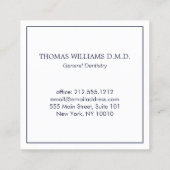 Classic Modern Tandarts Logo op Navy Blue Vierkante Visitekaartje (Achterkant)