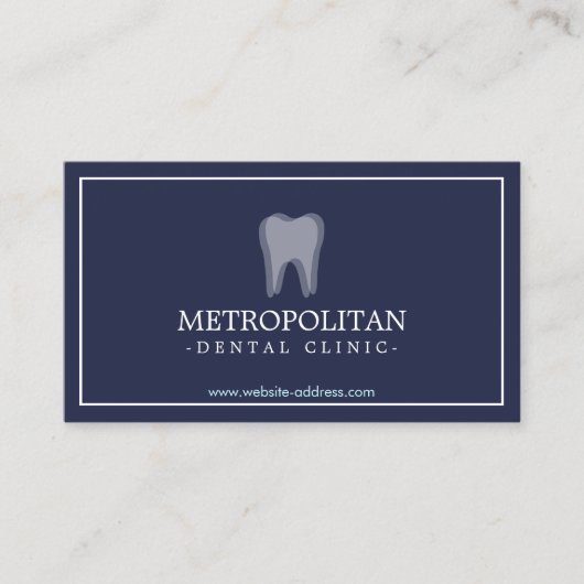 Classic Modern Tandarts Logo op Navy Blue Visitekaartje (Voorkant)