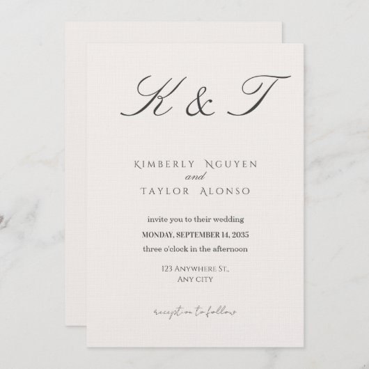 Classic Modern Wedding Invitation | Elegant  Kaart (Voorkant / Achterkant)