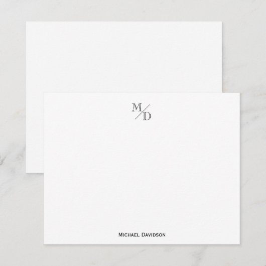 Classic Moderne 2 Monogram Initiaal diagonaal lijn Notitiekaartje (Voorkant / Achterkant)