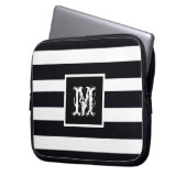 Classic Moderne Cool B & W van Chic Monogram Initi Laptop Sleeve (Voorkant Links)
