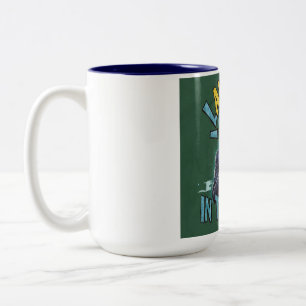 Classic Mok, 15 oz LACHT IN DE BANK Tweekleurige Koffiemok