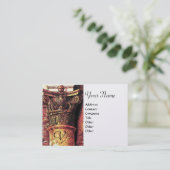 CLASSIC MONOGRAM 2 helder rood geel, goud metaalac Visitekaartje (Staand voorkant)