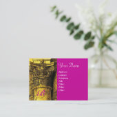 CLASSIC MONOGRAM 2 heldere rode gele fuchsie Visitekaartje (Staand voorkant)