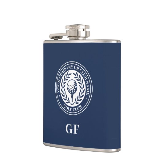 Classic Monogram Aangepaste naam Donkerblauw Heupfles (Links)