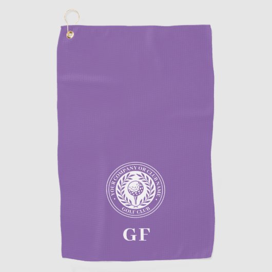 Classic Monogram Aangepaste naam Paarse Golfhanddoek (Voorkant)