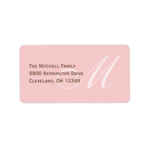Classic Monogram Adresetiketten - Roze Etiket