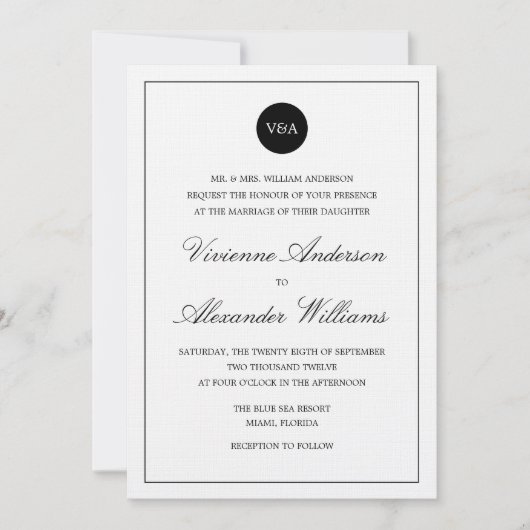 CLASSIC MONOGRAM | AFBEELDINGSINVITATIE KAART (Voorkant)