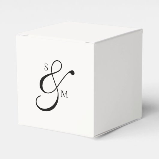 Classic Monogram Ampersand White Wedding Bedankdoosjes (Voorkant Zijde)