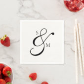 Classic Monogram Ampersand White Wedding Servet (Insitu)
