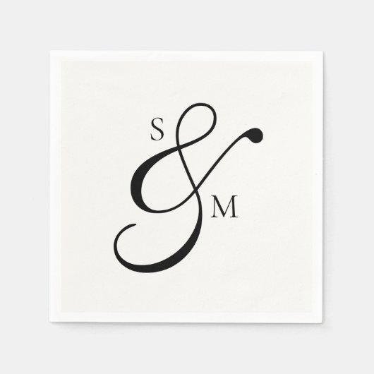 Classic Monogram Ampersand White Wedding Servet (Voorkant)