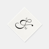 Classic Monogram Ampersand White Wedding Servet (Hoek)