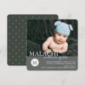 Classic Monogram Baby Boy Aankondiging (Voorkant / Achterkant)