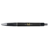 Classic Monogram Black Gold Elegant Initiaal Name Pen (Voorkant)