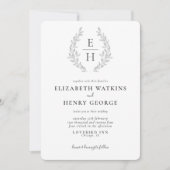 Classic Monogram Black White Fromal Wedding Invita Kaart (Voorkant)