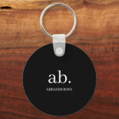 Classic Monogram Black & White Minimal Design Sleutelhanger (Voorkant)