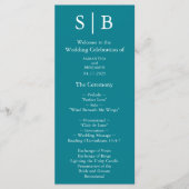 Classic Monogram Blauwgroen bruiloft Programmakaart (Voorkant)