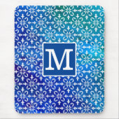 Classic Monogram Blue Chem 4 Floral Damask Muismat (Voorkant)