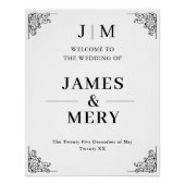 Classic Monogram Border Wedding Welcome Sign Perfect Poster (Voorkant)