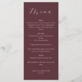 Classic Monogram Burgundy Script Weddenschap Menu (Voorkant)