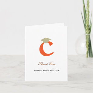 Classic Monogram C Gradupafkap Foto Modern Bedankkaart
