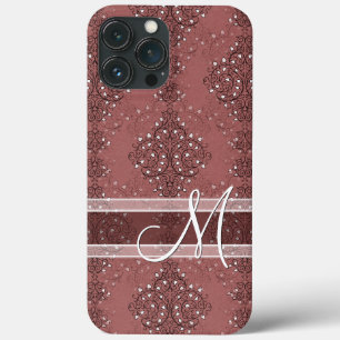 Classic Monogram Chic Floral Damask Patroon iPhone 13 Pro Max Hoesje
