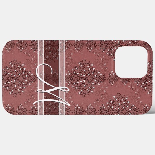 Classic Monogram Chic Floral Damask Patroon Case-Mate iPhone Case (Achterkant (horizontaal))