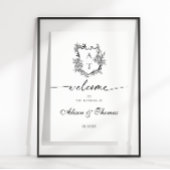 Classic Monogram Crest Bruiloft Welkom Poster
