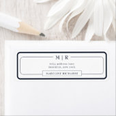 Classic Monogram Dark Navy Blue Border Address Etiket (Insitu)