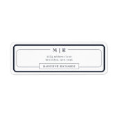 Classic Monogram Dark Navy Blue Border Address Etiket (Voorkant)