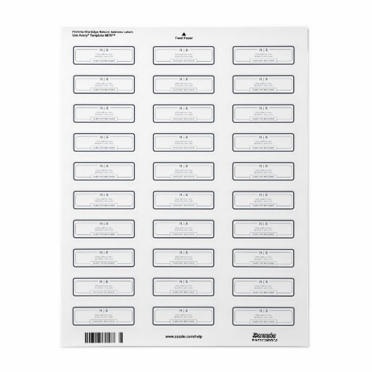 Classic Monogram Dark Navy Blue Border Address Etiket (Full Sheet)
