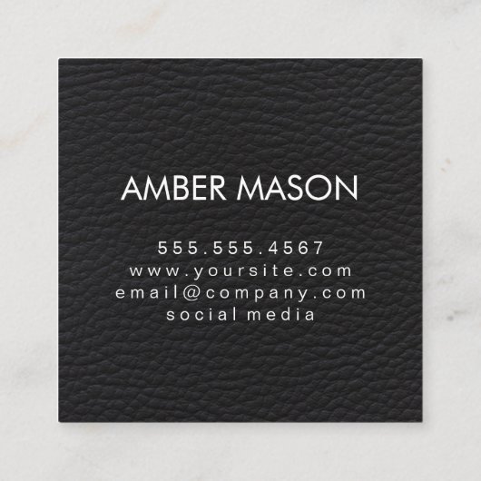 Classic Monogram Decorative Elements Faux Leather Vierkante Visitekaartje (Achterkant)