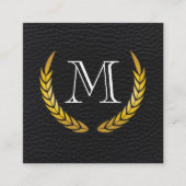 Classic Monogram Decorative Elements Faux Leather Vierkante Visitekaartje (Voorkant)