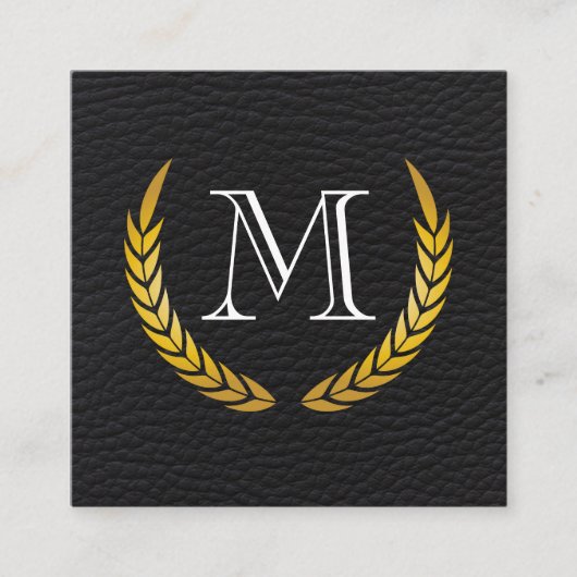 Classic Monogram Decorative Elements Faux Leather Vierkante Visitekaartje (Voorkant)