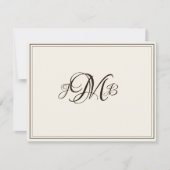 Classic Monogram Ecru & Sepia Flourch Script Bedankkaart (Voorkant)