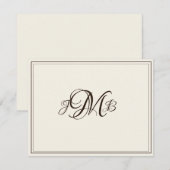 Classic Monogram Ecru & Sepia Flourch Script Bedankkaart (Voorkant / Achterkant)