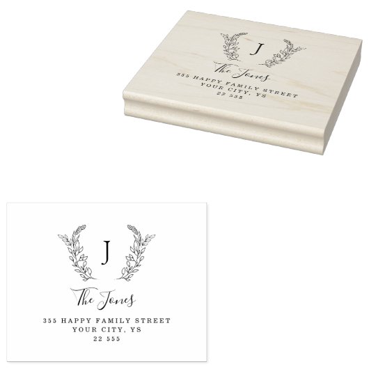 Classic monogram elegant aangepaste naam rubberstempel (Gestempeld)