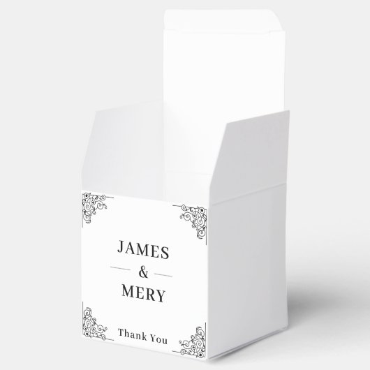 Classic Monogram Elegant Border Wedding Bedankdoosjes (Geopend)