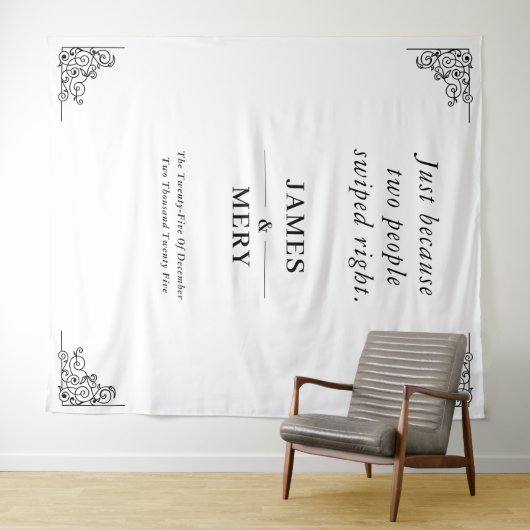 Classic Monogram Elegant Border Wedding Wandkleed (In Situ (horizontaal))