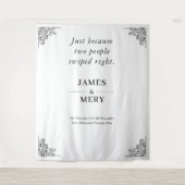 Classic Monogram Elegant Border Wedding Wandkleed (Voorkant)